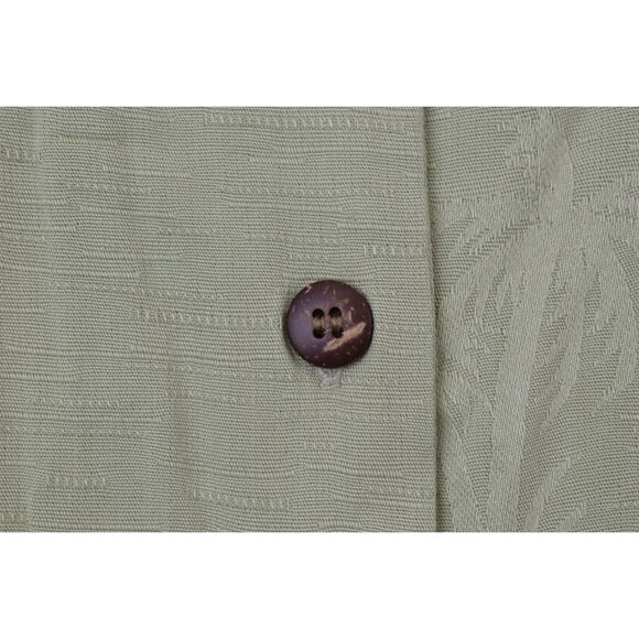 Port Authority Island Series Ladies Green Small Palm Tree Jaquard Camp Shirt NWT - Picture 6 of 9